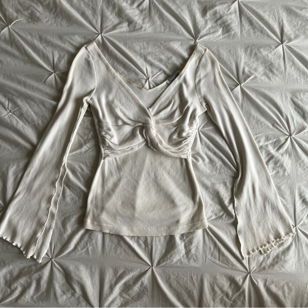 White Flared Sleeve Top